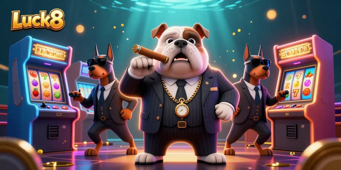 Experience thrilling excitement at Luck8 with colorful casino game elements and animated characters.