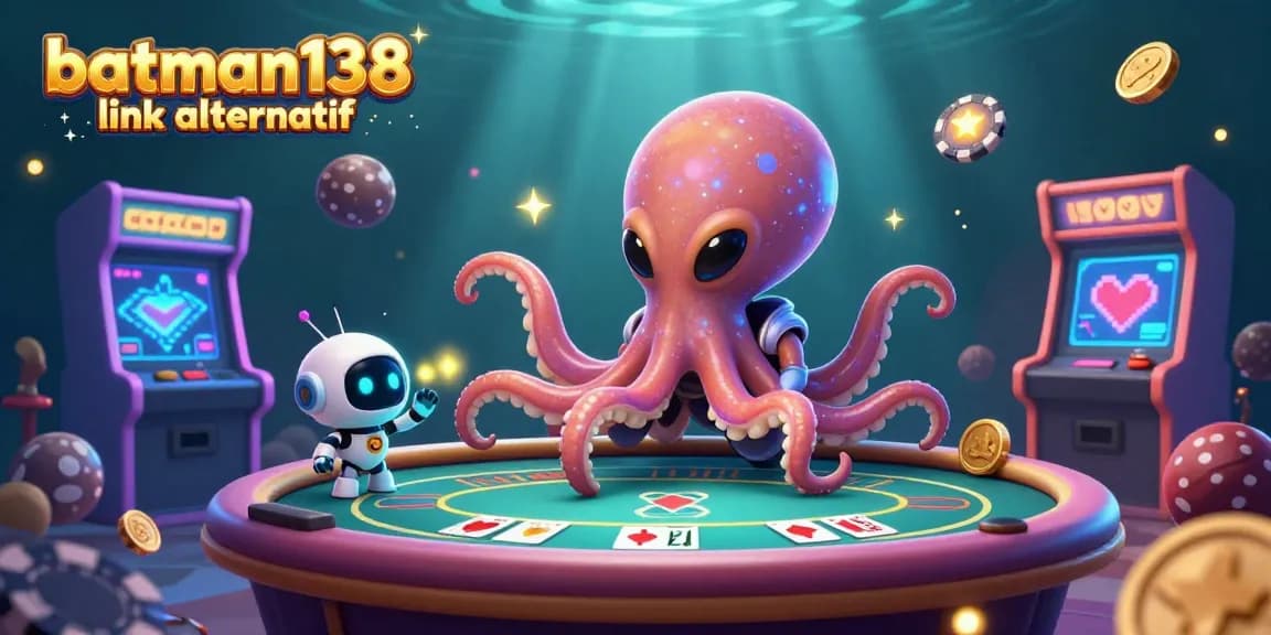 Experience thrilling gaming action with batman138 link alternatif featuring an alien octopus at a floating poker table.