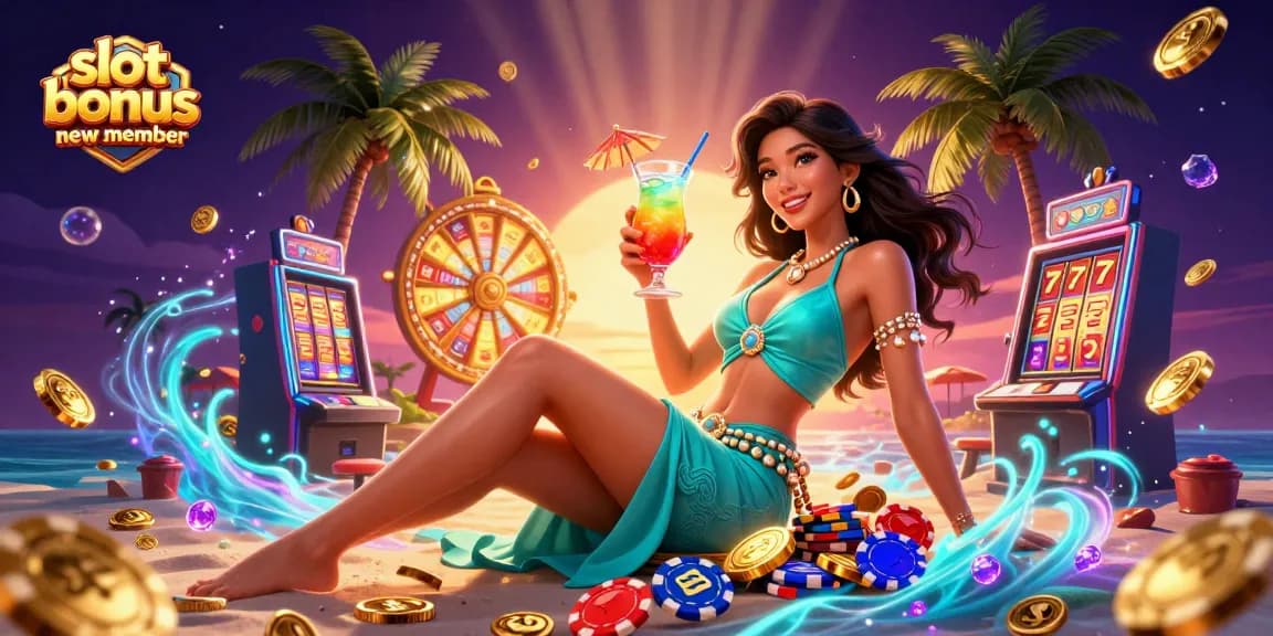 Claim the slot bonus new member in a vibrant casino scene with dynamic elements.