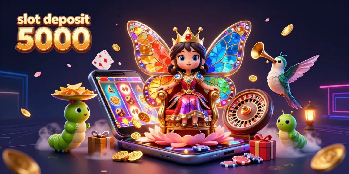 Experience thrilling action in the slot deposit 5000 with vibrant visuals of a colorful casino scene.