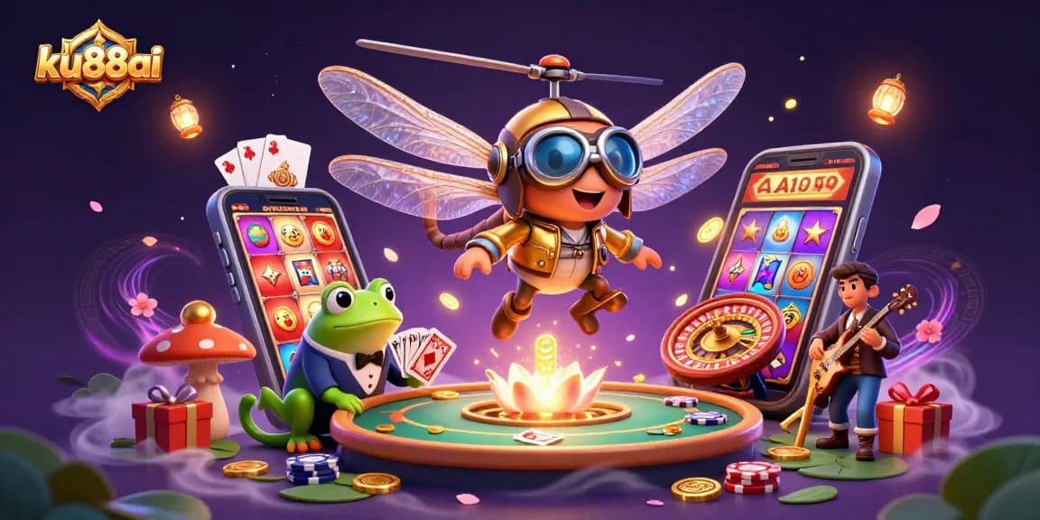 Experience thrilling gaming action with ku88ai in a vibrant casino scene featuring unique characters.