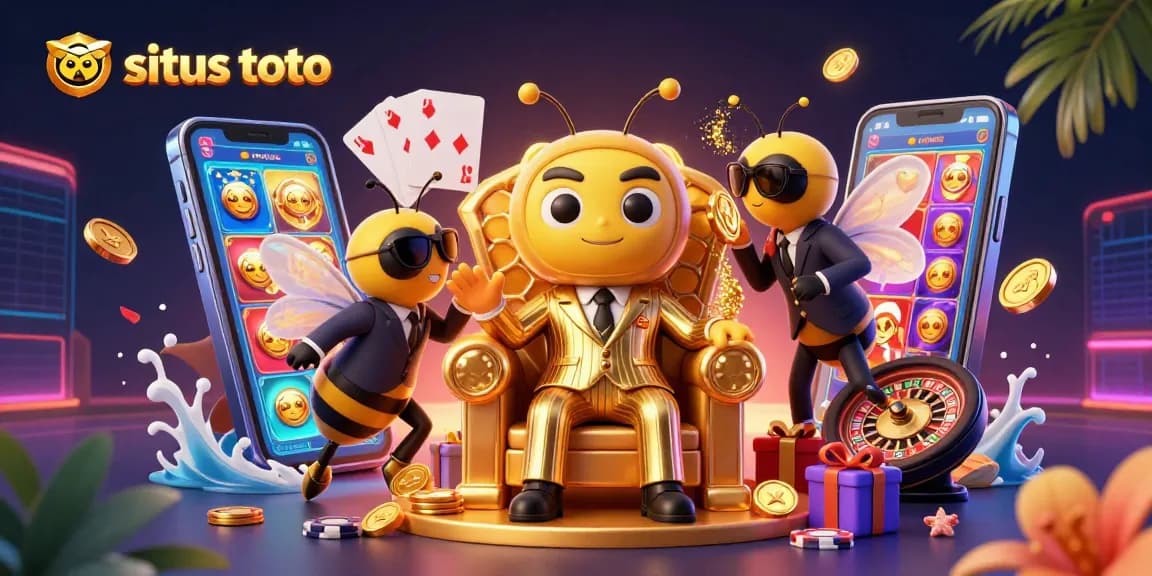 Engage in thrilling wins at situs toto with an animated casino scene featuring vibrant games and characters.