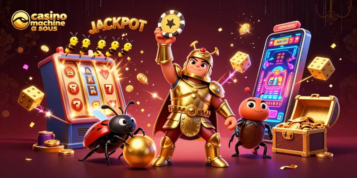 Jouer à la machine à sous de casino avec des jackpots éclatants et des symboles animés.