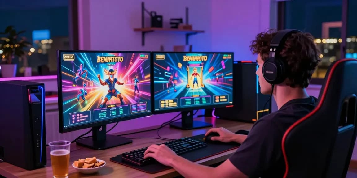 Exciting online gaming scene showcasing benihtoto daftar with immersive slot visuals and an engaging setup.