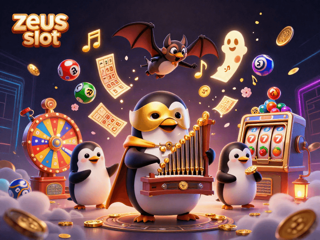 Experience the excitement of zeus slot with a vibrant 3D scene of thrilling casino elements.