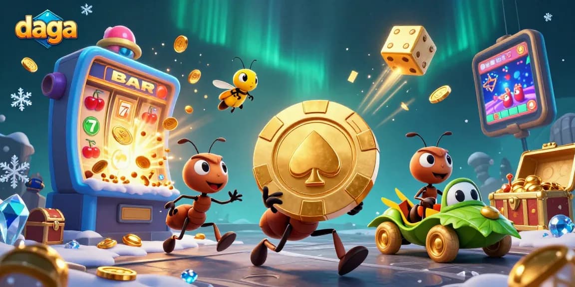 Engage with daga's exciting atmosphere through a whimsical heist scene full of casino delights.