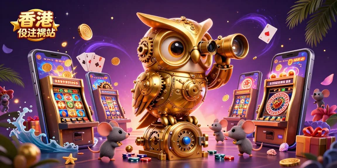 在香港投注網站上，機械裝置的貓頭鷹與老鼠角色活躍於賭場，散發金幣與撲克牌，帶來博彩的樂趣。