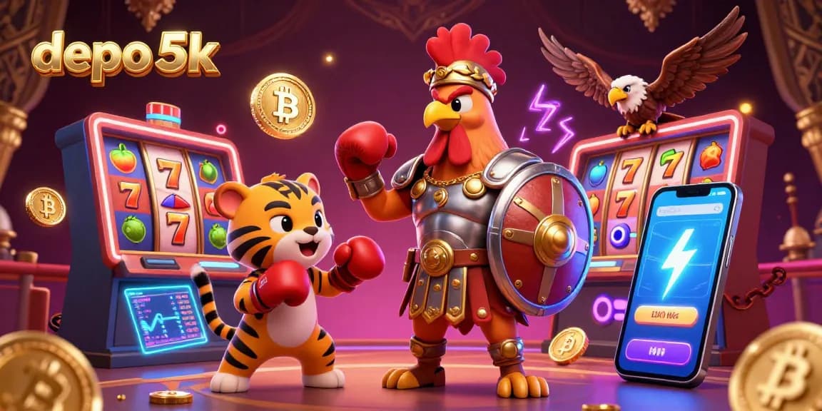 Experience the thrill of winning with depo 5k in a dynamic casino illustrated scene.