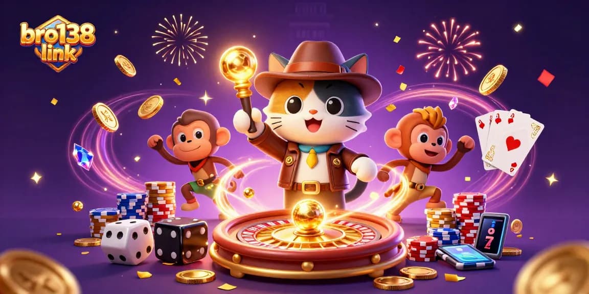 Engage with the bro138 link for thrilling online casino adventures featuring vibrant characters and dynamic gambling elements.