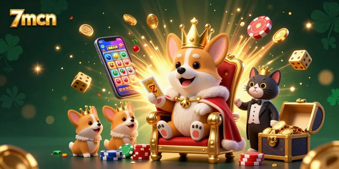 Experience exciting betting on 7mcn with a vibrant casino scene featuring animated characters and gambling elements.
