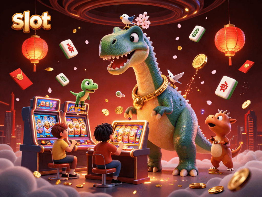 Experience thrilling slot action with giant characters and festive casino elements