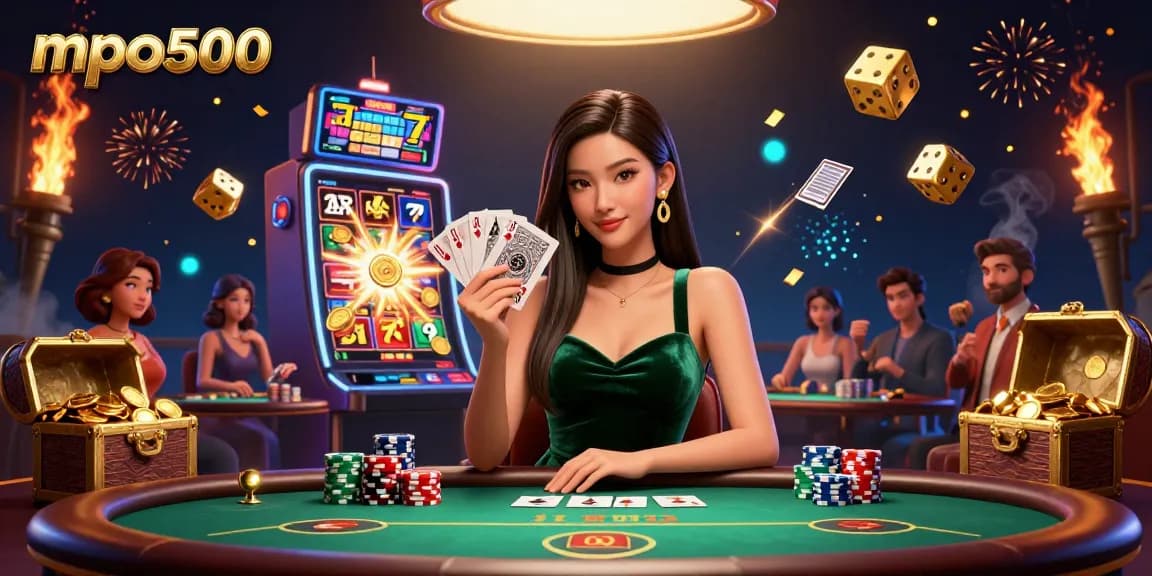 Experience exciting gaming moments at mpo500 with a passionate poker player at a luxury table.