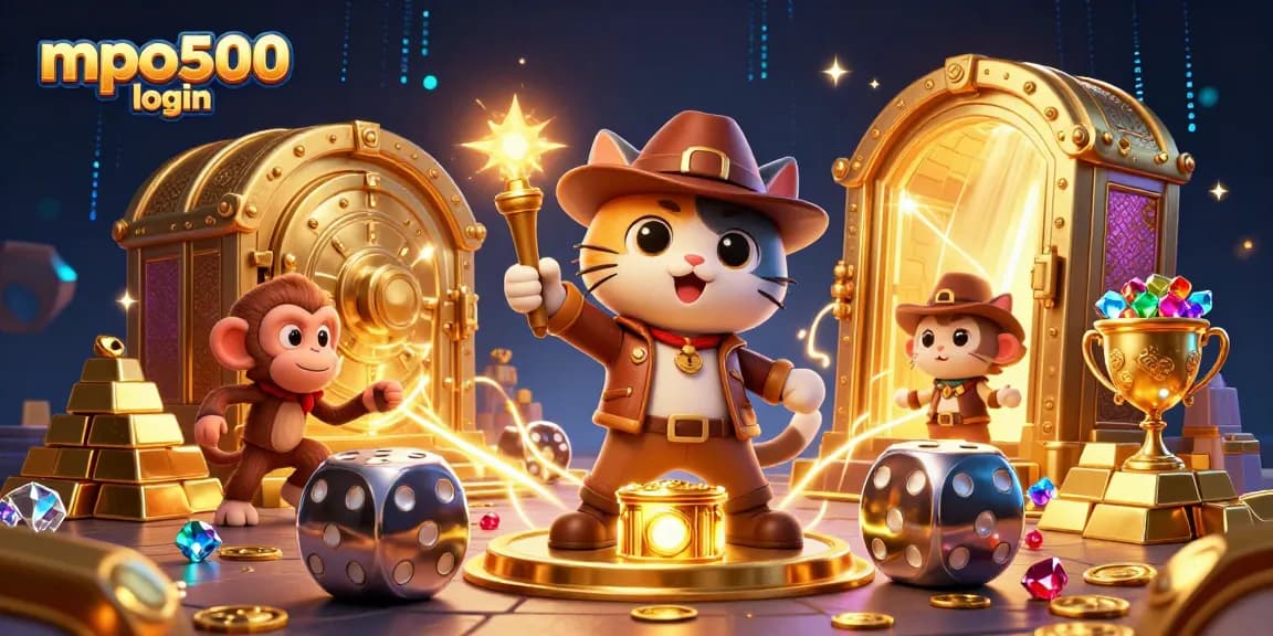 Engage with the mpo500 login to discover thrilling casino treasures in this vibrant, dynamic illustration.