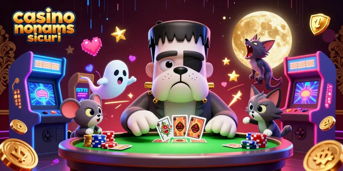 Gioca nei casino non aams sicuri, dove un bulldog Frankenstein distribuisce carte in un'atmosfera spettrale.