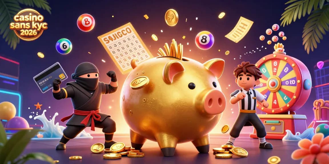 Jouer au casino sans KYC 2026 avec des personnages colorés célébrant une victoire.
