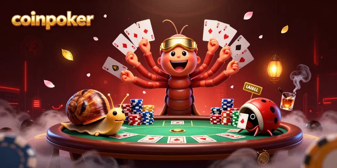CoinPoker, une expérience de jeu palpitante avec des cartes et des jetons colorés sur la table