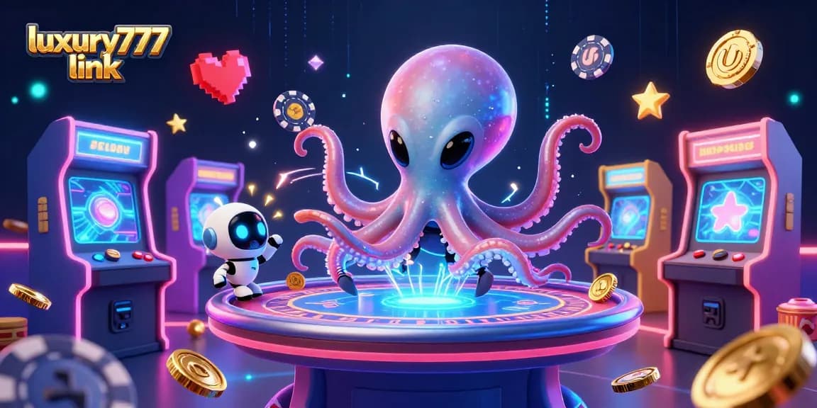 Engage with luxury777 link in a vibrant alien casino setting filled with colorful game elements.