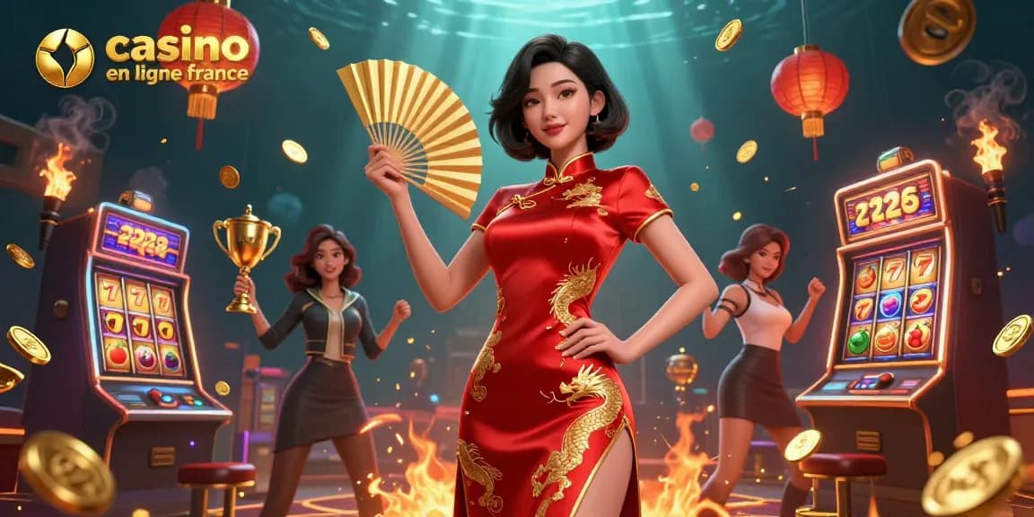 Découvrez des jeux passionnants au casino en ligne France avec des machines à sous vibrantes et des éléments de jackpot dans une scène animée.
