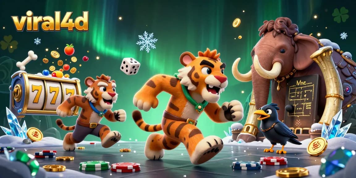 Mendapatkan jackpot di viral4d dengan karakter kartun purba dan simbol keberuntungan.