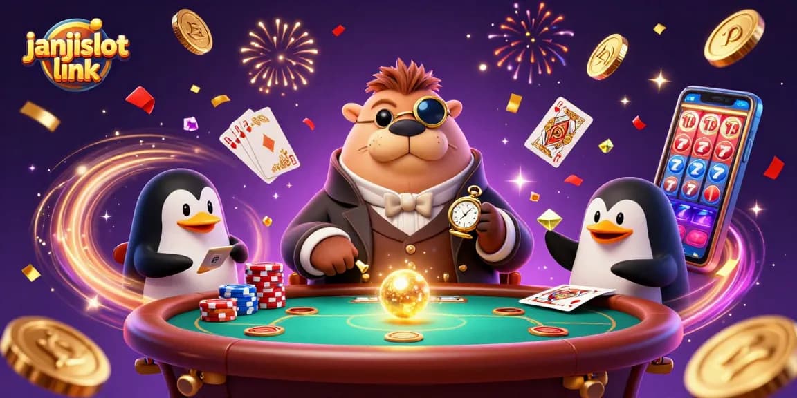 Win big with janjislot link at the underwater poker table featuring playful characters and casino excitement.