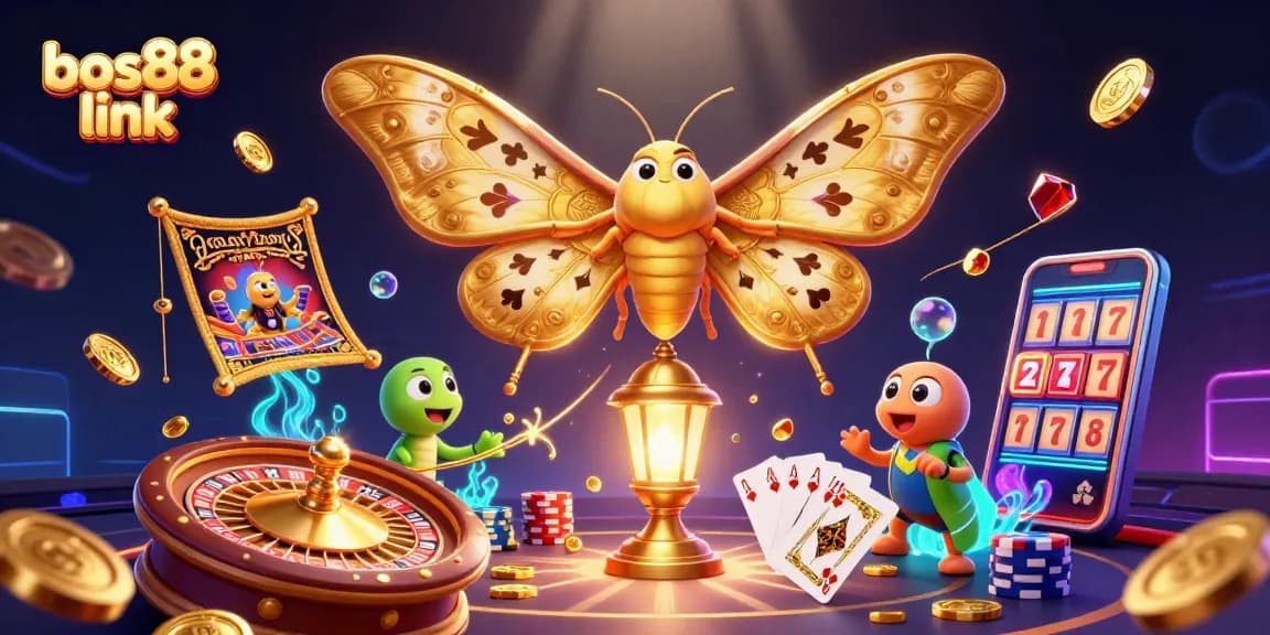 Experience exclusive thrills with bos88 link featuring vibrant casino scenes and golden symbols.