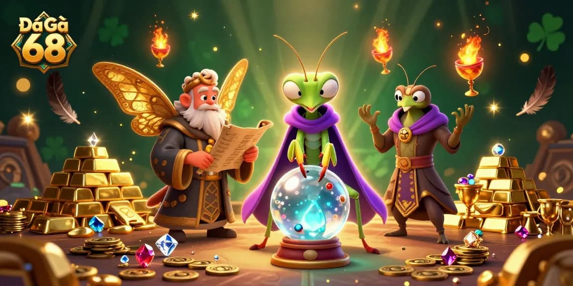 Experience the excitement of Đá Gà 68 with this immersive illustration featuring a mystical fortune teller and engaging elements.