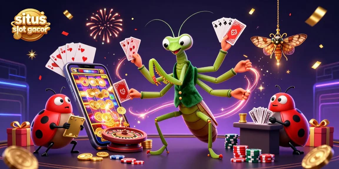 Experience the thrill of situs slot gacor with a lively casino illustration showcasing excitement and abundance.