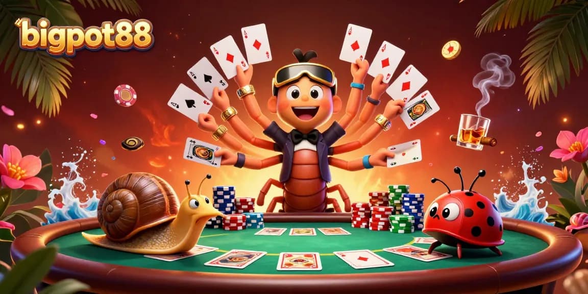 Engage in thrilling gameplay at bigpot88 with our vibrant arcade featuring a dealer, high-roller, and excitement.