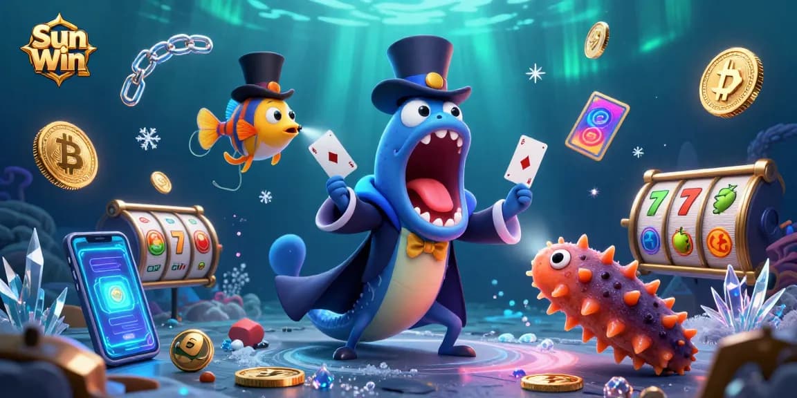 Players enjoy an immersive Sun Win gambling experience with engaging 3D deep-sea characters.