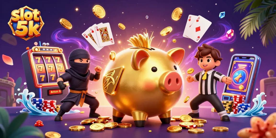 Experience excitement with slot 5k as a colossal piggy bank sumo shakes gold coins and gems!