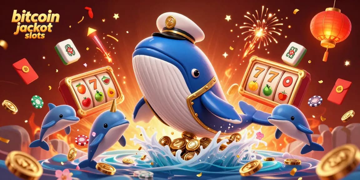 Winning the jackpot on bitcoin jackpot slots amidst animated sea creatures and festive elements.