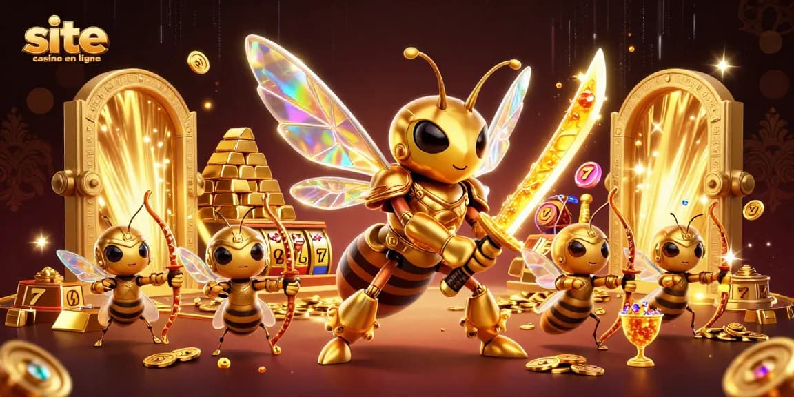 Jouez sur le site casino en ligne avec des personnages colorés entourés de richesses étincelantes.