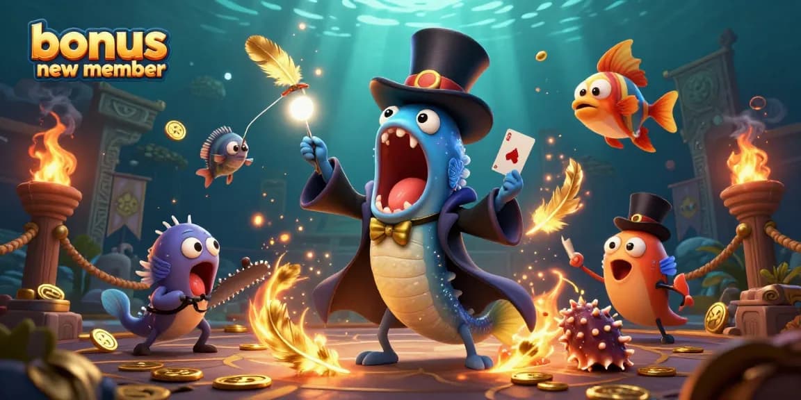 Engage with the bonus new member magic act featuring exciting underwater casino characters.