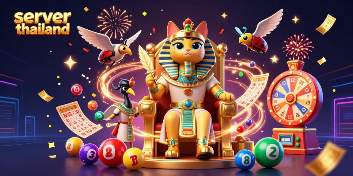 Experience the excitement of gaming with server thailand, featuring colorful lottery balls and golden prizes.