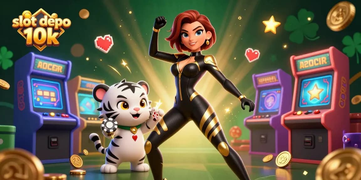 Experience the excitement of slot depo 10k with dynamic gaming elements and vibrant characters in this immersive scene.