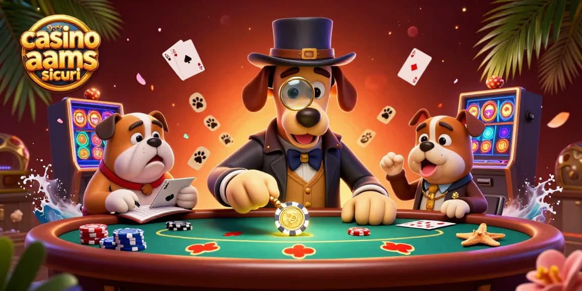 Cerca nei casino non AAMS sicuri con un detective e un bulldog alla scoperta di indizi di gioco.