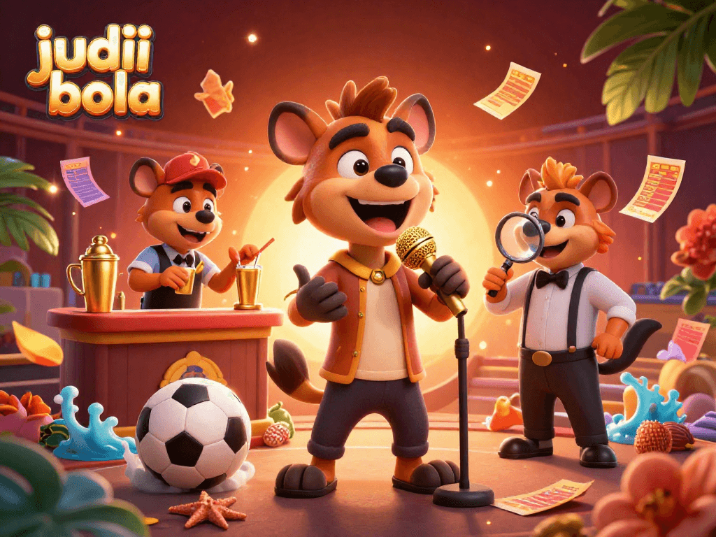 Engage in judi bola action with hyenas bringing comedy to sports betting, vibrant atmosphere alive with fun.