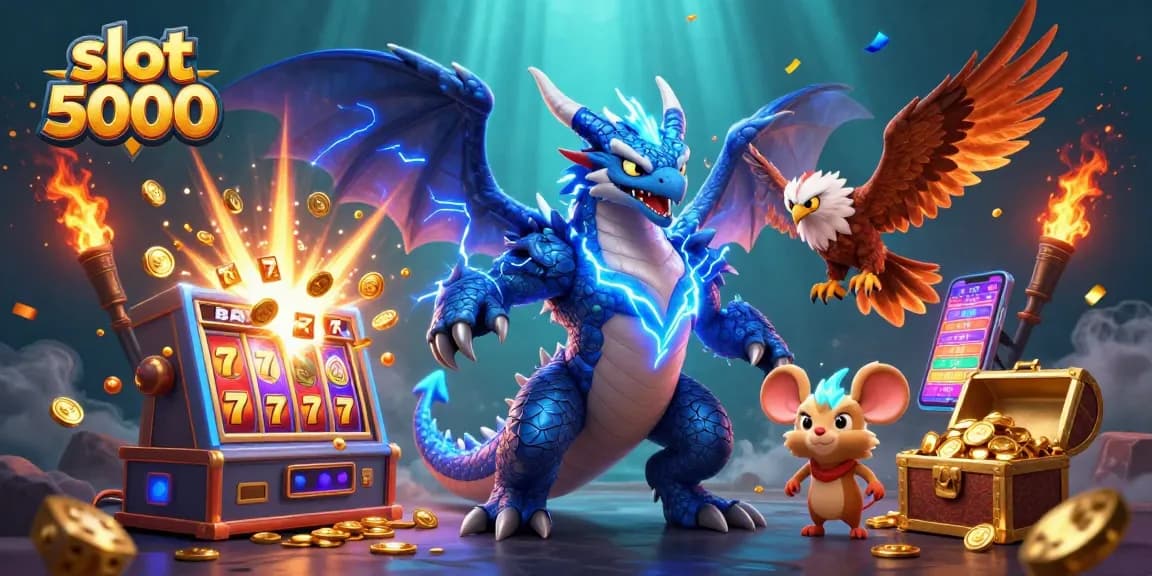 Experience the thrill of slot 5000 with jackpot explosions and stunning casino elements.