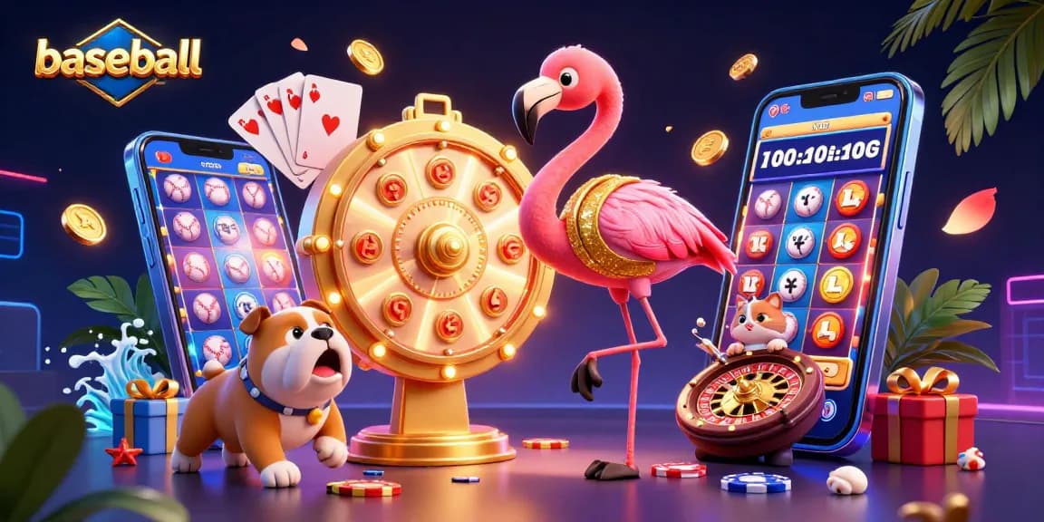Experience exhilarating baseball-themed betting excitement with 3D characters and vibrant slot visuals.