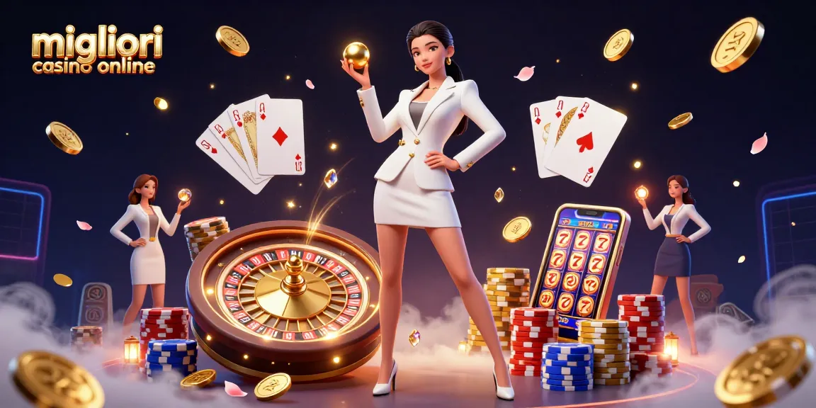 Interagisci con le migliori caratteristiche dei migliori casino online, mostrando elementi di lusso con dettagli vibranti del casinò.