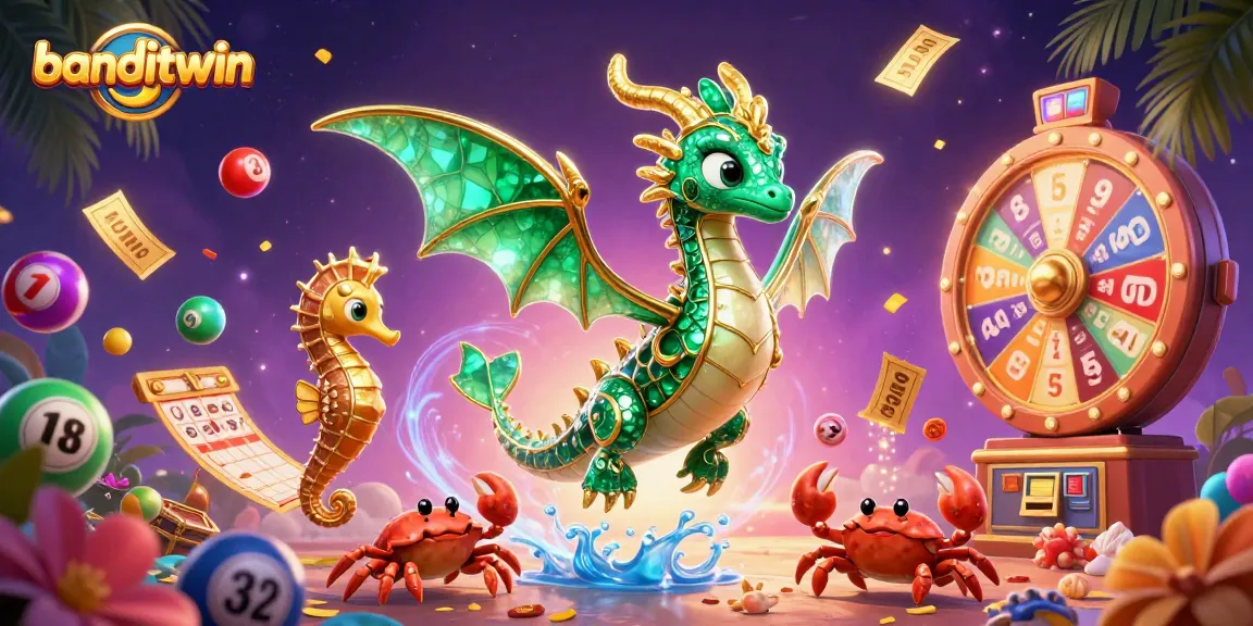 Banditwin menghadirkan kekayaan keberuntungan dengan naga laut 3D dan elemen lotere yang berkilau.