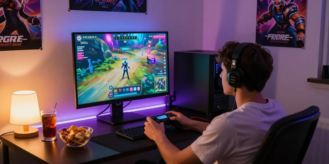 Engaging home gaming setup showcasing porngames on a vibrant display.