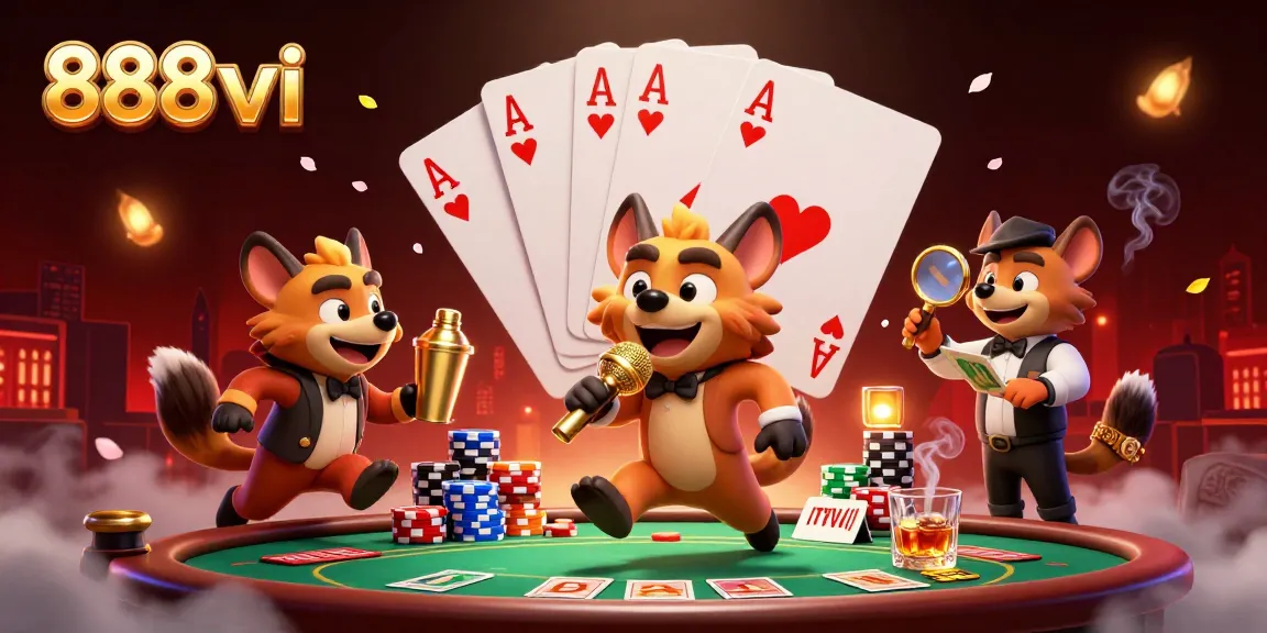 Experience the lively casino atmosphere at 888vi, featuring charismatic hyenas in a comedic setting.