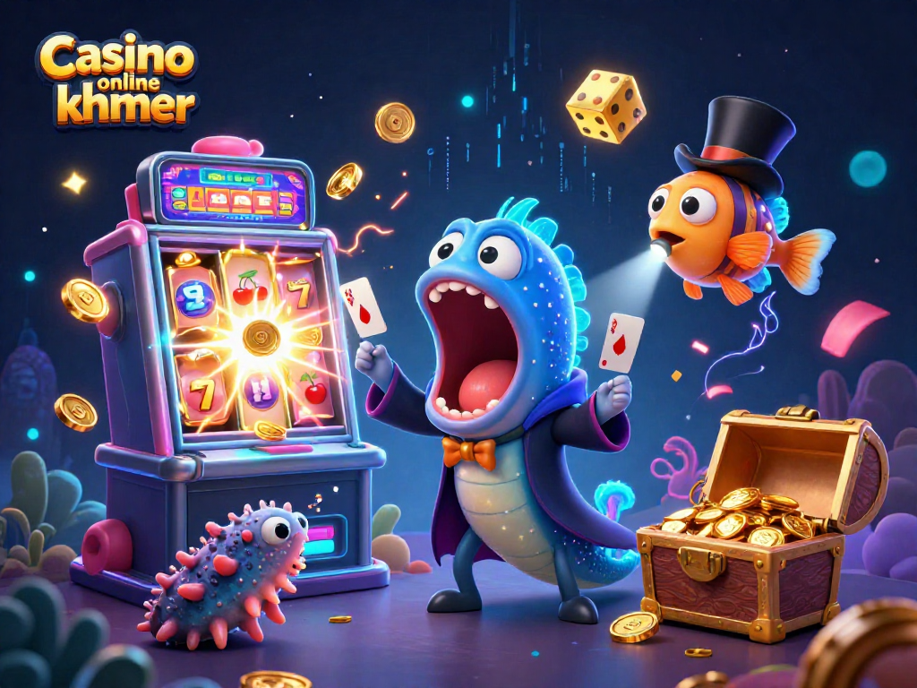Experience thrilling Casino online khmer action with animated creatures showcasing magic tricks and slot excitement.