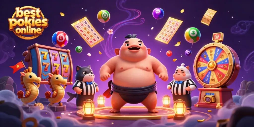 Engage with the best pokies online in a dynamic ocean casino scene featuring colorful slots and playful characters