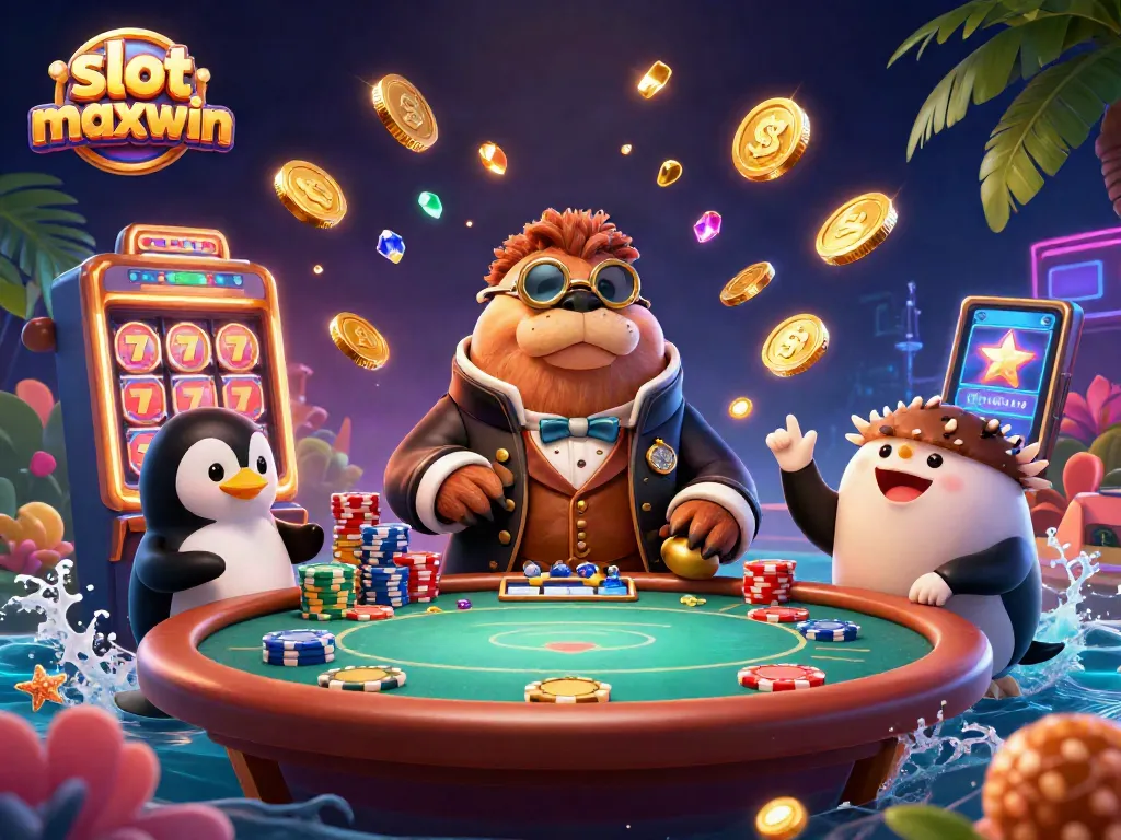 Experience the thrill of slot maxwin with vibrant 3D characters and dynamic casino elements in action.