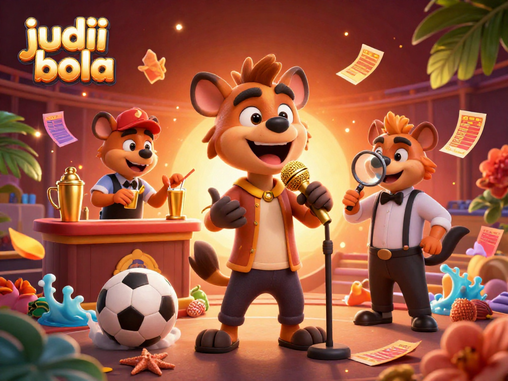 Engage in judi bola action with hyenas bringing comedy to sports betting, vibrant atmosphere alive with fun.