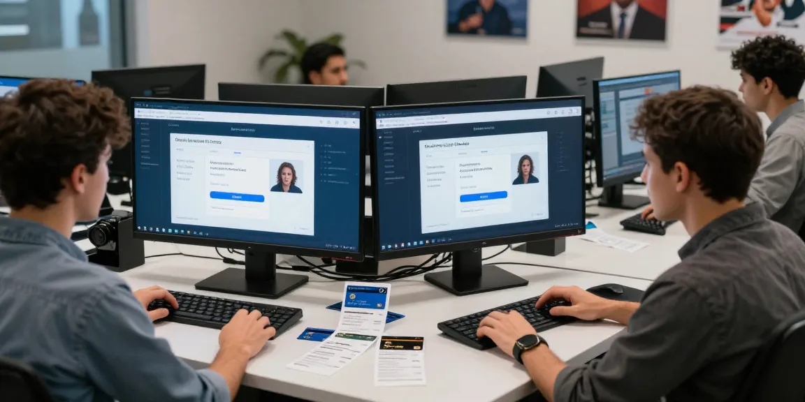 Engaging scene at a sell dumps shop showcasing professionals completing secure CVV transactions in a modern e-commerce workspace.