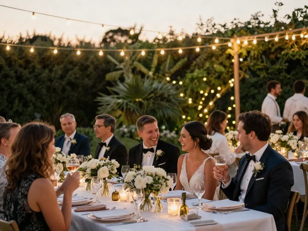 Event rental ksa - beautifully arranged outdoor wedding setup at sunset.