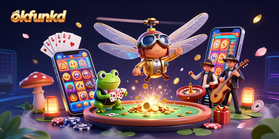 Experience exciting luck and gaming wins at okfunkd with vibrant cartoon casino scene.